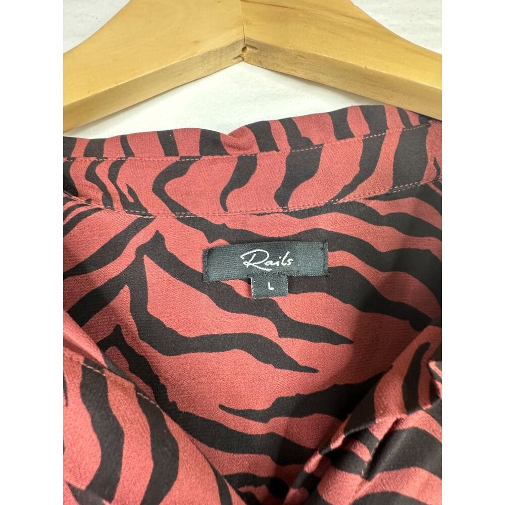 Rails Dries Rust Tiger Striped Button Down Long S… - image 2
